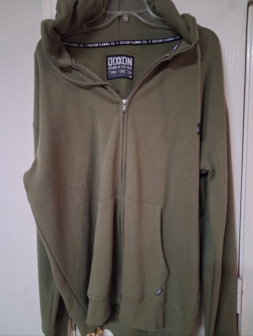 DIXXON Olive Zip-Up Hoodie for Men